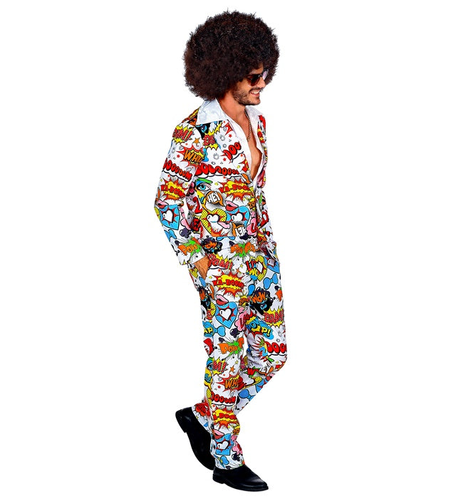60er Jahre Pop Art Kostüm Jackett und Hose in buntem Retro-Design