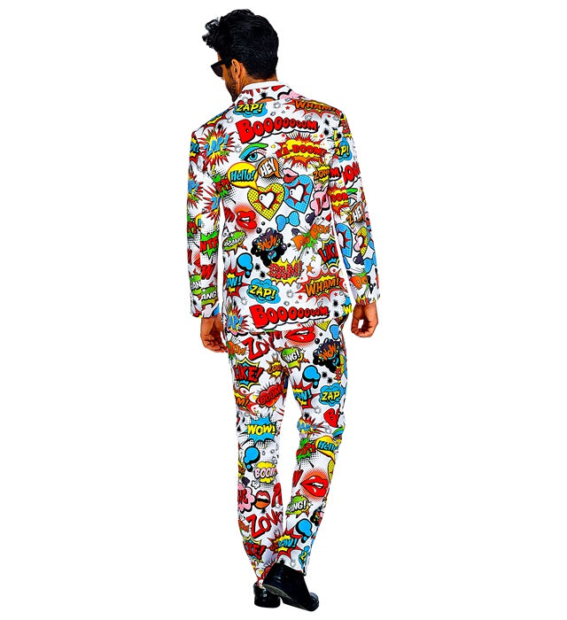 60er Jahre Pop Art Kostüm Jackett und Hose in buntem Retro-Design