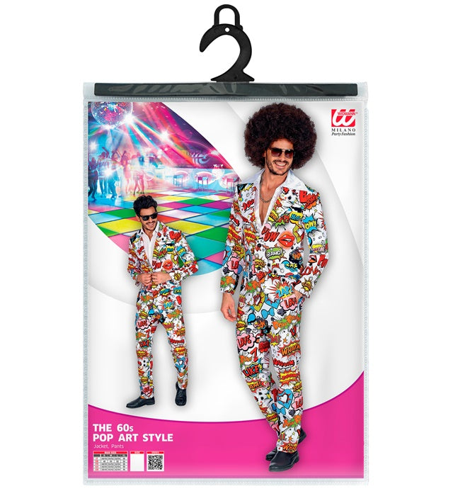 60er Jahre Pop Art Kostüm Jackett und Hose in buntem Retro-Design