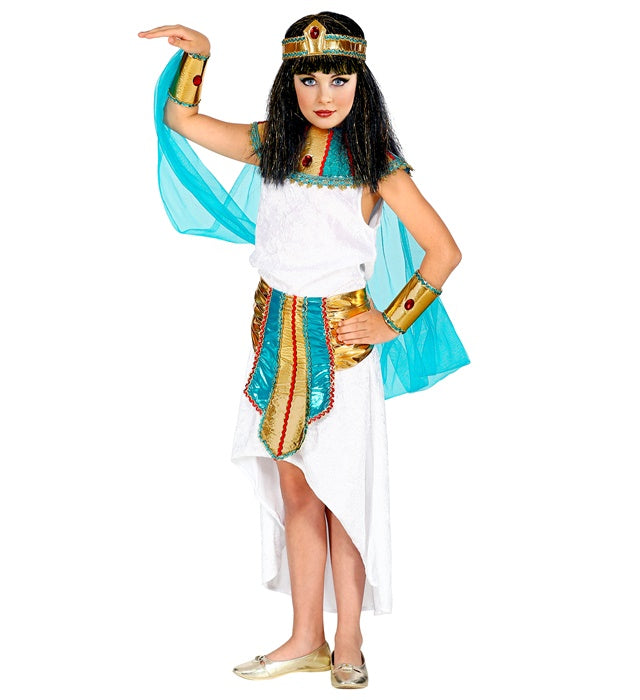 Ägyptische Königin Kostüm mit Kleid, Kragen, Umhang und Schmuck für Fasnacht