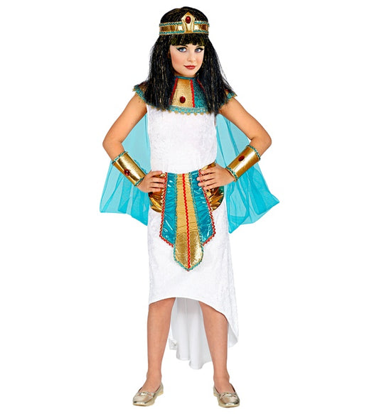 Ägyptische Königin Kostüm mit Kleid, Kragen, Umhang und Schmuck für Fasnacht
