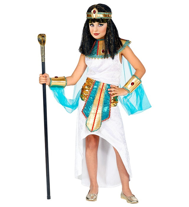 Ägyptische Königin Kostüm mit Kleid, Kragen, Umhang und Schmuck für Fasnacht