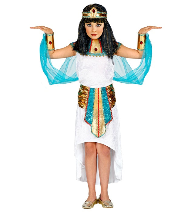 Ägyptische Königin Kostüm mit Kleid, Kragen, Umhang und Schmuck für Fasnacht