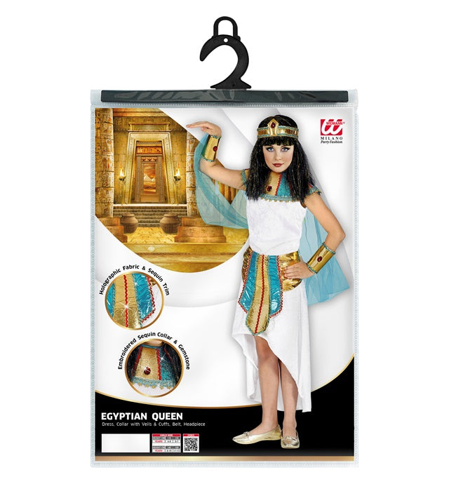 Ägyptische Königin Kostüm mit Kleid, Kragen, Umhang und Schmuck für Fasnacht