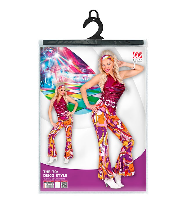 THE 70s Disco Style Kostüm mit Overall, Gürtel und Stirnband in 70er Jahre Design