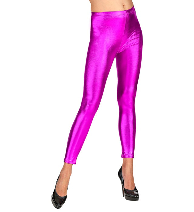Violette Metallic Leggings glänzend für Fasnacht und Karneval