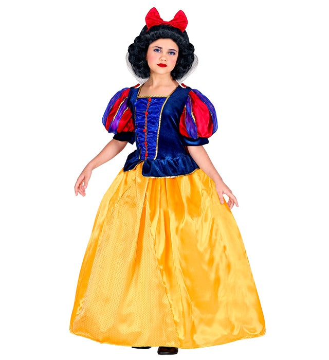 Märchenprinzessin Kostüm mit voluminösem Reifrock, rotem Umhang und Haarschleife