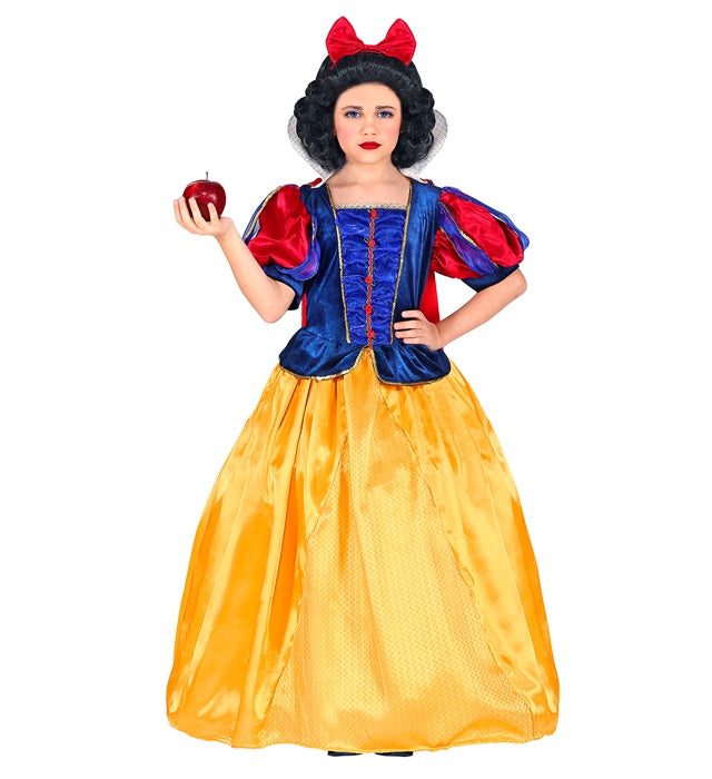 Märchenprinzessin Kostüm mit voluminösem Reifrock, rotem Umhang und Haarschleife