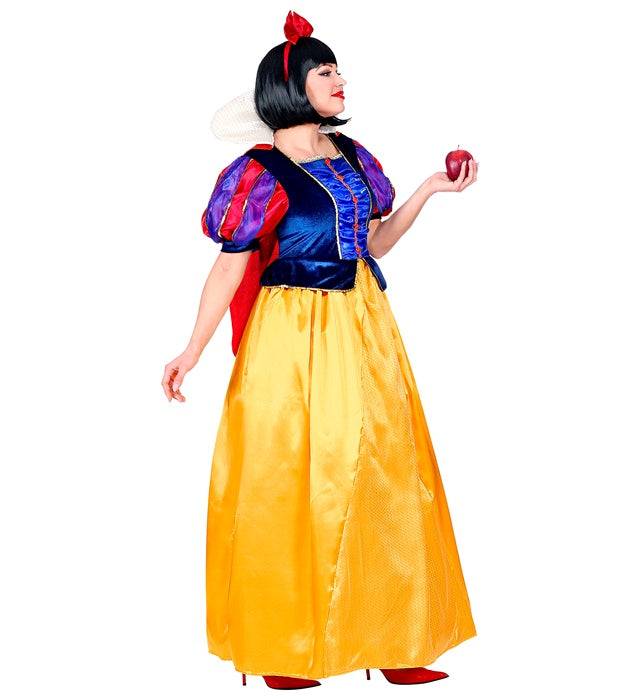 Märchenprinzessin Kostüm mit voluminösem Reifrock, rotem Umhang und Haarschleife