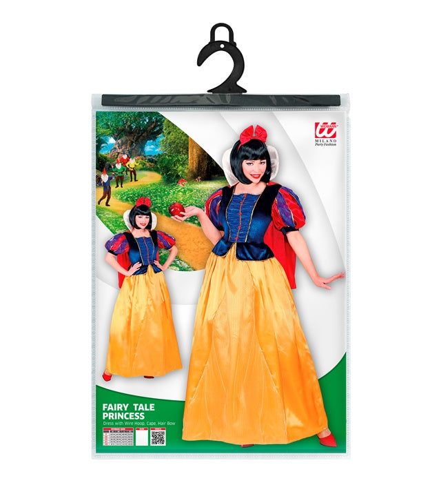 Märchenprinzessin Kostüm mit voluminösem Reifrock, rotem Umhang und Haarschleife