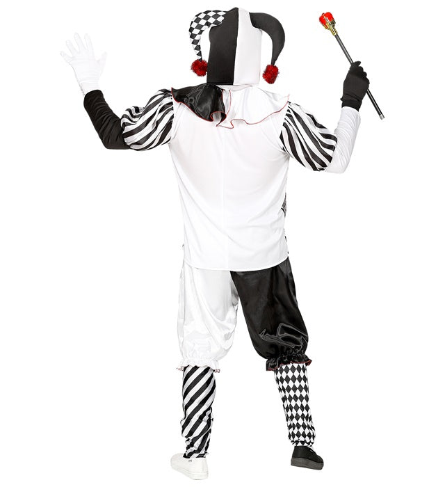 Harlekin-Kostüm Set mit Jacke, Hose, Mütze und Handschuhen in buntem Rautenmuster