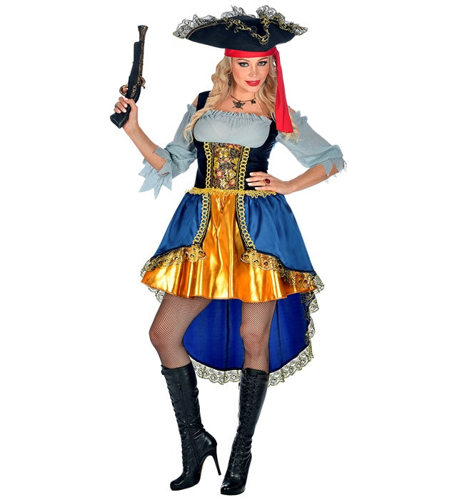 Piraten Kapitänin Kostüm bestehend aus Kleid, Bluse und Hut für Fasnacht