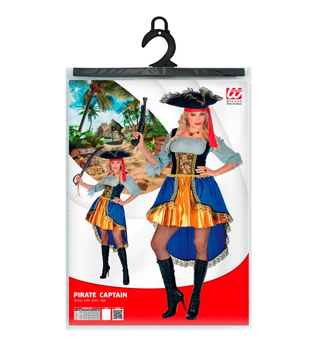 Piraten Kapitänin Kostüm bestehend aus Kleid, Bluse und Hut für Fasnacht