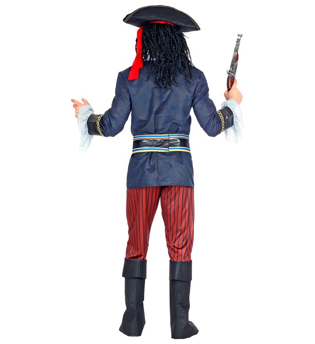 Pirat Kapitän Kostüm mit Jacke, Hose, Gürtel und Hut für Fasnacht