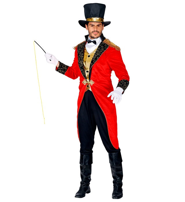 Zirkusdirektor Kostüm mit Frack, Zylinder, Handschuhen und Peitsche für Fasnacht