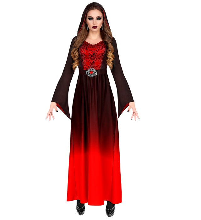 GOTHIC LADY Kleid mit Kapuze in dunklem Gothic-Stil für Fasnacht und Karneval