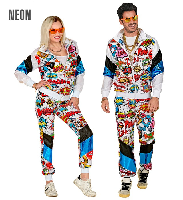 Bunter Pop Art Trainingsanzug mit Oberteil und Hose für Fasnacht
