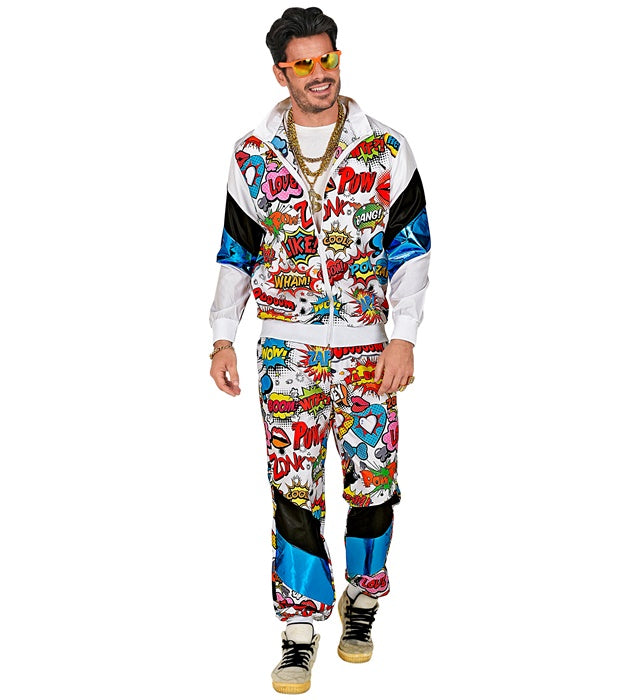 Bunter Pop Art Trainingsanzug mit Oberteil und Hose für Fasnacht