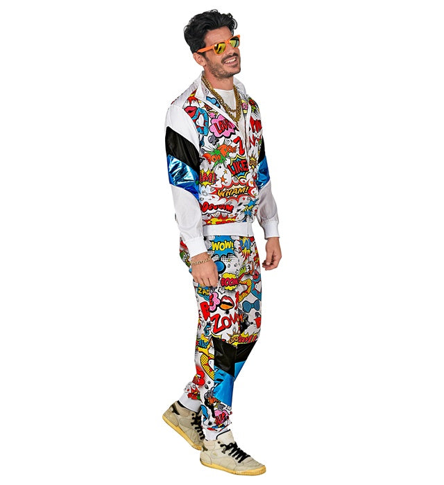 Bunter Pop Art Trainingsanzug mit Oberteil und Hose für Fasnacht