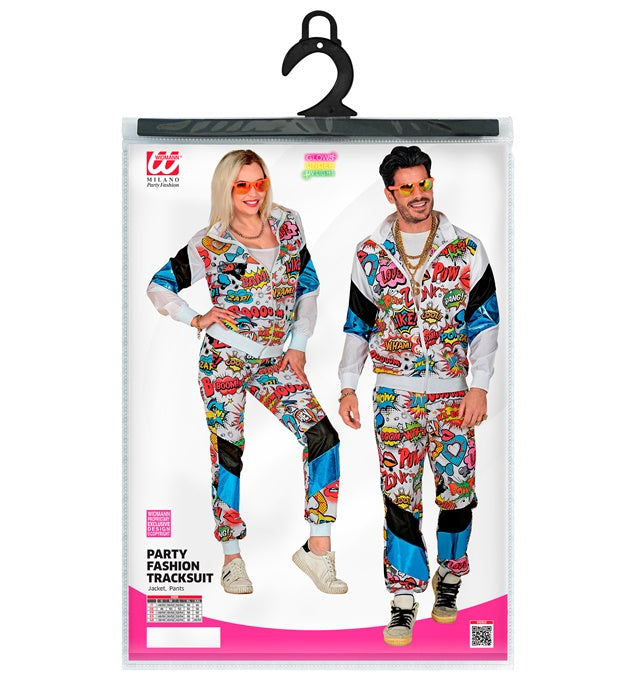 Bunter Pop Art Trainingsanzug mit Oberteil und Hose für Fasnacht