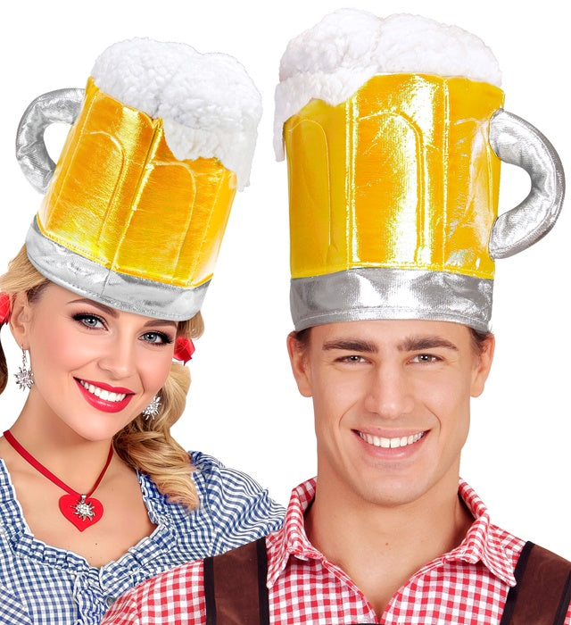 Bierkrug Hut aus Schaumstoff in typischer Krugform als Fasnachts-Accessoire