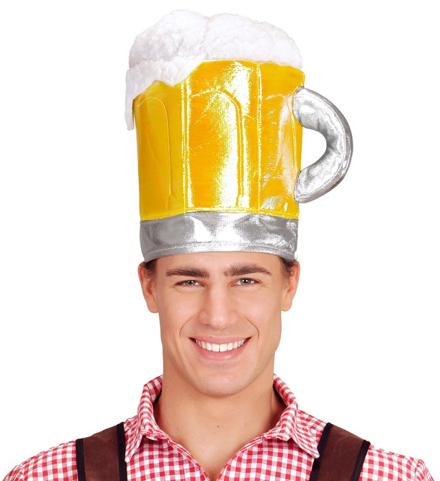 Bierkrug Hut aus Schaumstoff in typischer Krugform als Fasnachts-Accessoire