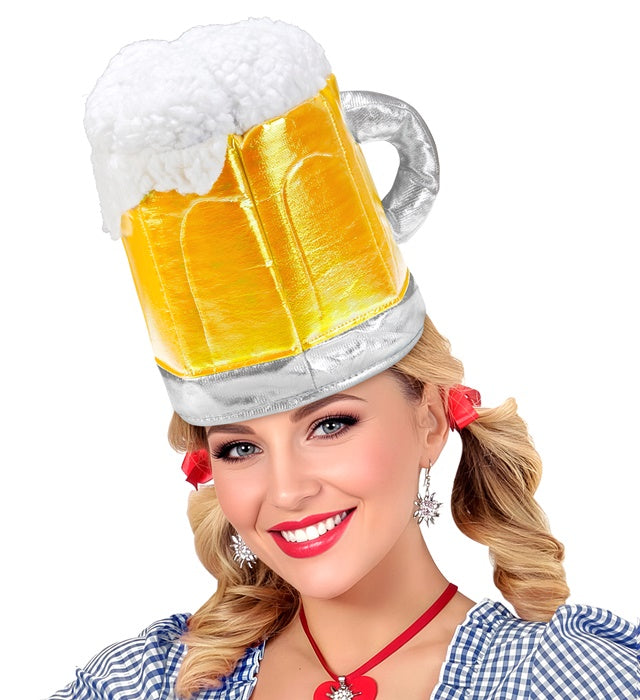 Bierkrug Hut aus Schaumstoff in typischer Krugform als Fasnachts-Accessoire