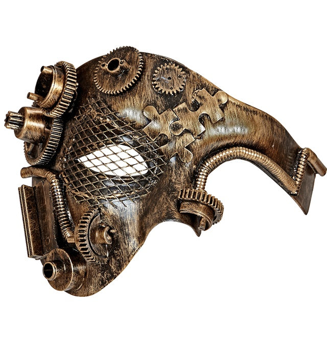 Kupferfarbene Steampunk Halbmaske mit verstellbarem Band für Fasnacht und Karneval
