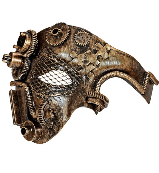 Kupferfarbene Steampunk Halbmaske mit verstellbarem Band für Fasnacht und Karneval