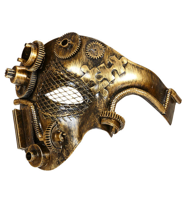 Kupferfarbene Steampunk Halbmaske mit verstellbarem Band für Fasnacht und Karneval