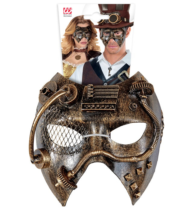Kupferfarbene Steampunk Maske mit verstellbarem Band