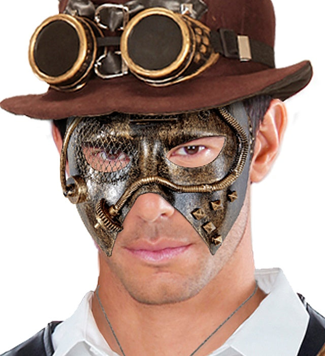 Kupferfarbene Steampunk Maske mit verstellbarem Band