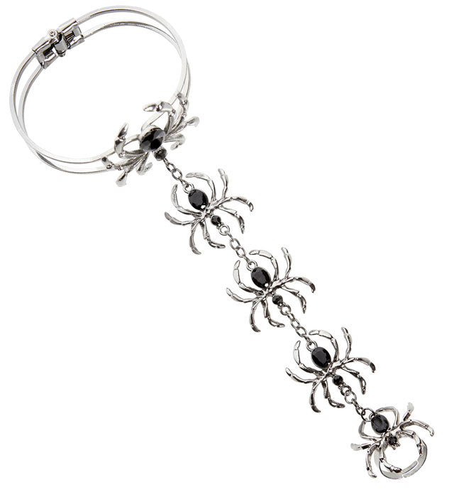 Spinnenring mit passendem Armband als Fasnachts- und Halloween-Accessoire