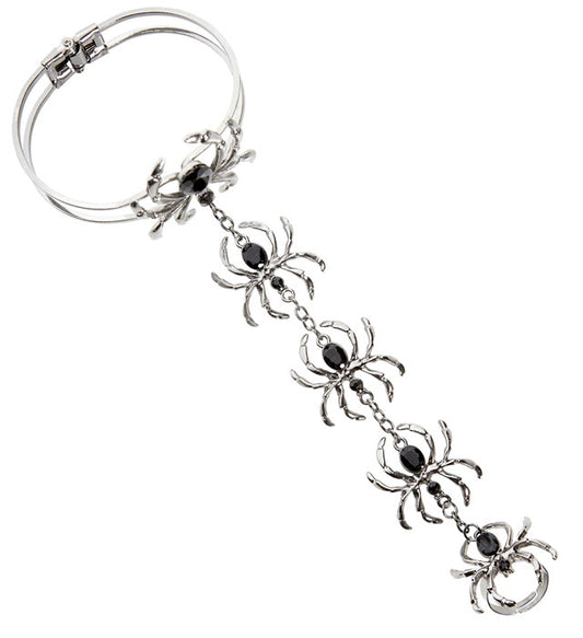 Spinnenring mit passendem Armband als Fasnachts- und Halloween-Accessoire