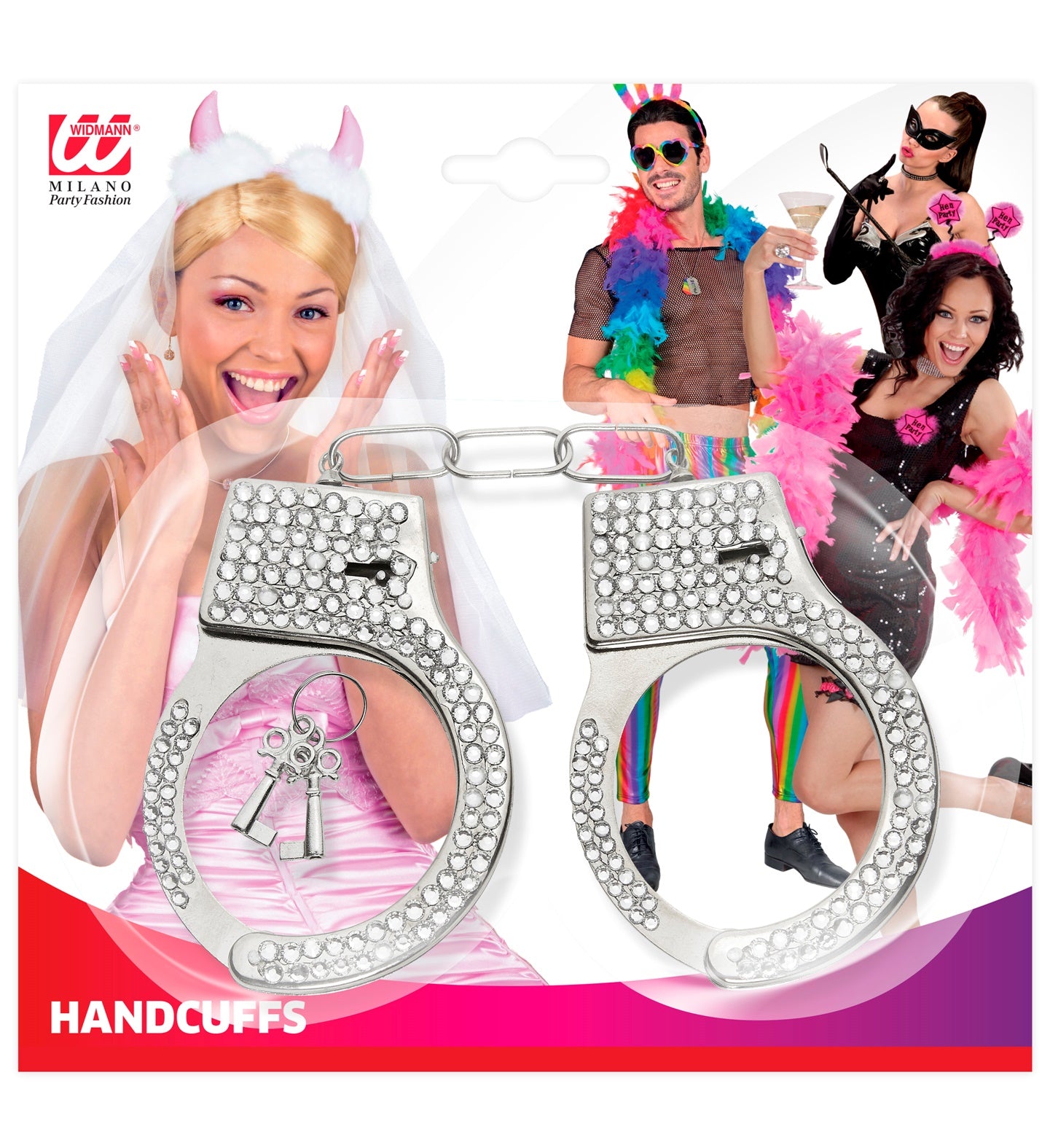 Metall Strass Handschellen mit Schlüssel - Fasnacht24.ch