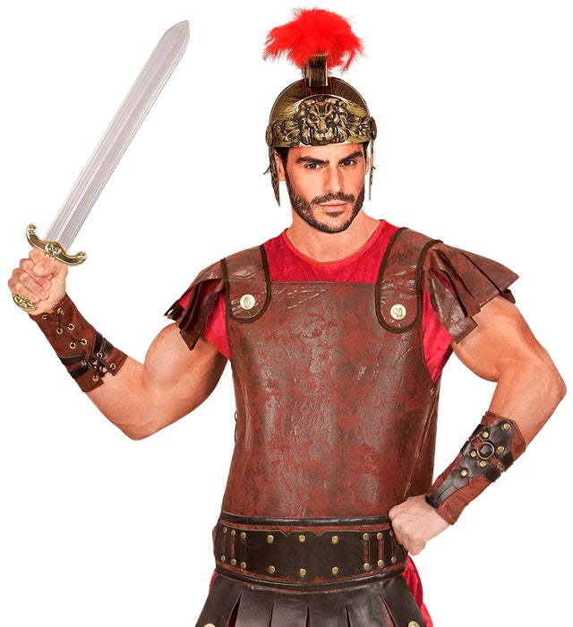 Gladiatoren Armschoner in brauner Lederoptik für Fasnacht Kostüm