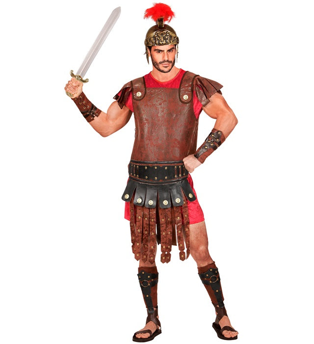 Gladiatoren Schienbeinschoner in brauner Lederoptik mit verstellbaren Bändern