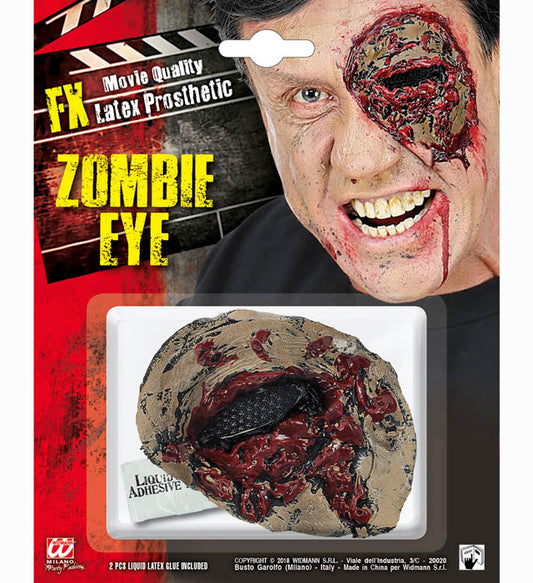 "ZOMBIE AUGE- FX LATEX PROTHESE" mit 2 St. flüssigem Latexkleber Diverse Farben
