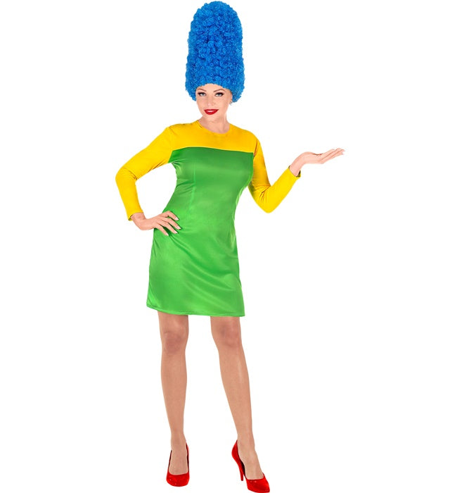 Comics Girl Kostüm mit farbenfrohem Kleid und Perücke für Fasnacht