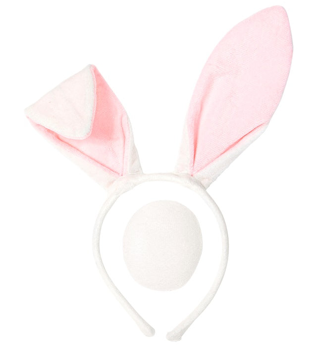 Flauschiges Bunny-Set mit Hasenohren und Schwanz für Fasnacht-Kostüm