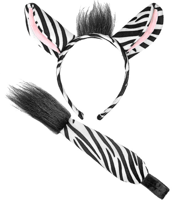 Zebra Ohren und Schwanz Set für Fasnacht Kostüm