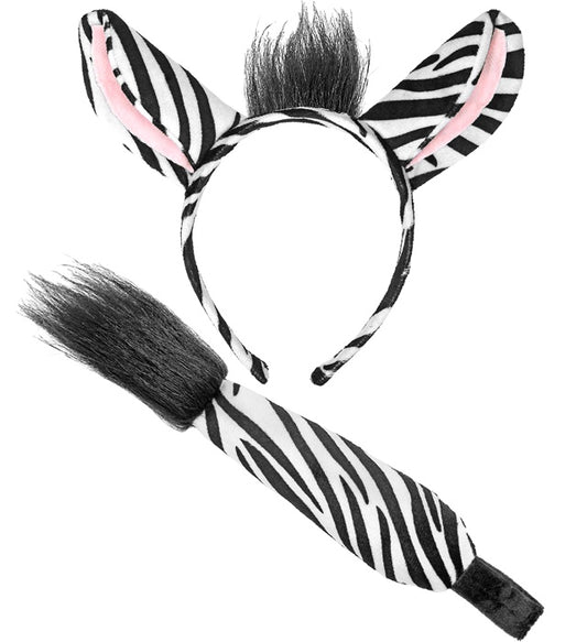 Zebra Ohren und Schwanz Set für Fasnacht Kostüm