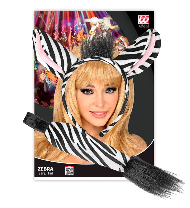 Zebra Ohren und Schwanz Set für Fasnacht Kostüm
