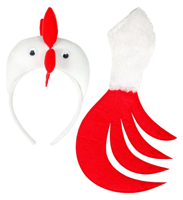 Huhn Kostüm-Set mit Haarreif und Schwanz für Fasnacht