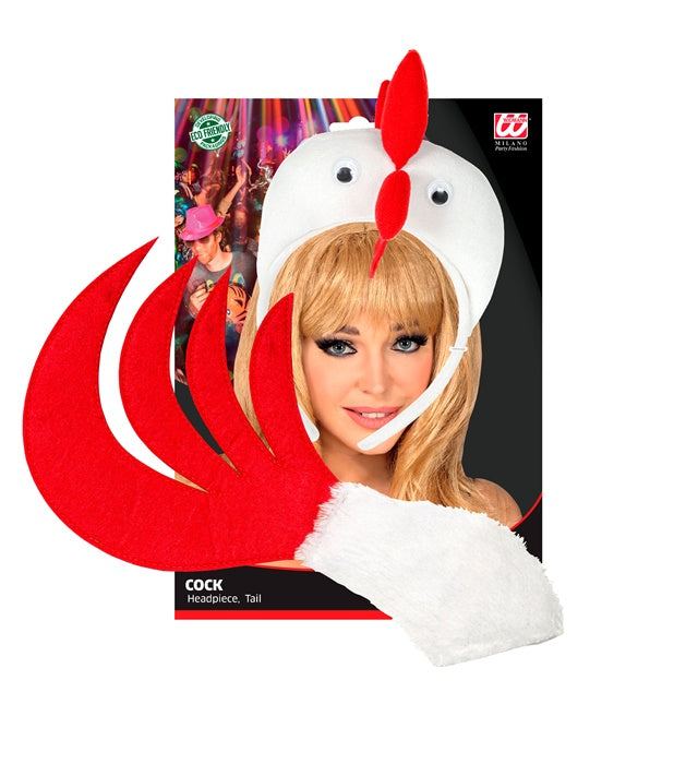 Huhn Kostüm-Set mit Haarreif und Schwanz für Fasnacht