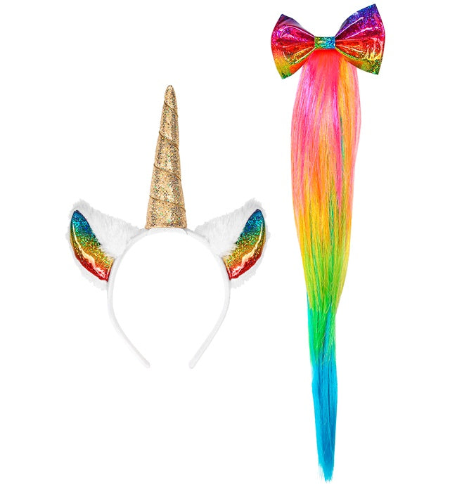 Einhorn Haarreif und Schwanz für Kinderkostüm Fasnacht Karneval