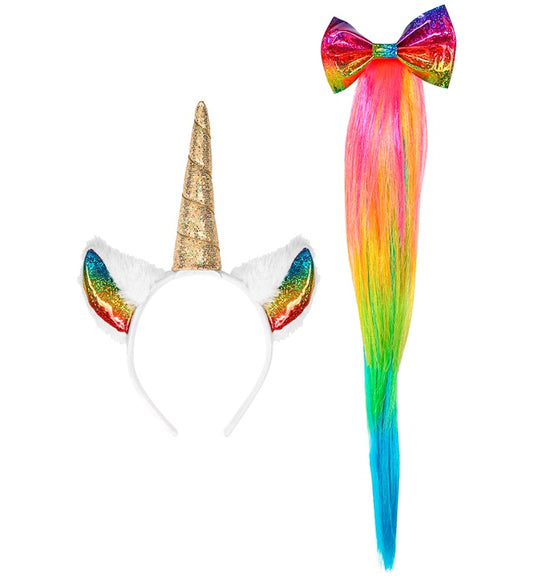 Einhorn Haarreif und Schwanz für Kinderkostüm Fasnacht Karneval
