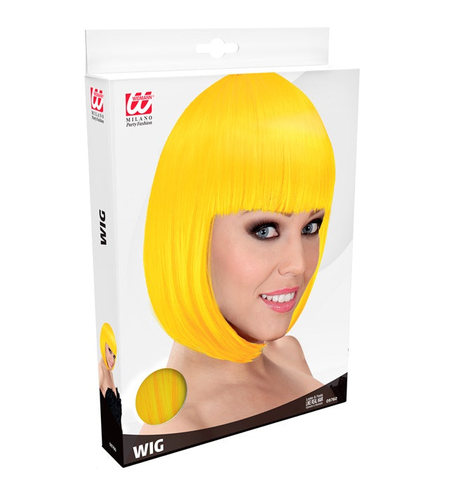 Gelbe Lou Lou Perücke in Box für Fasnacht und Karneval