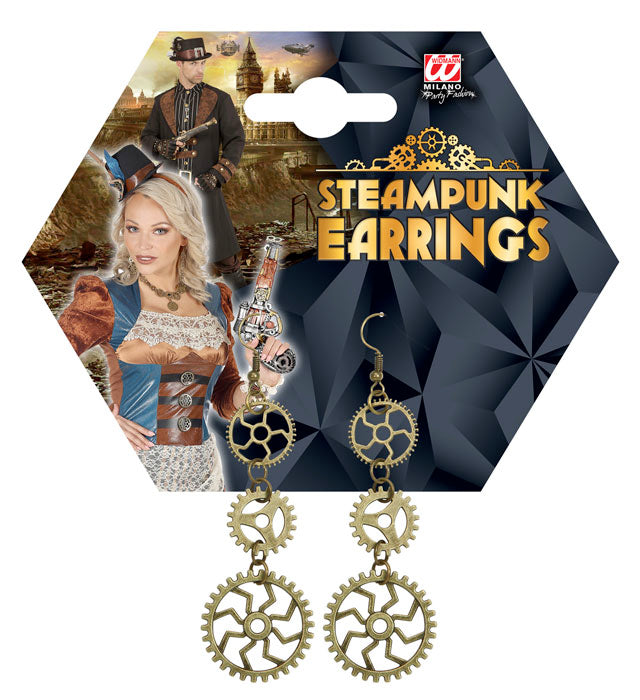 Paar Steampunk Ohringe mit Zahnrad- und Vintage-Design für Fasnacht