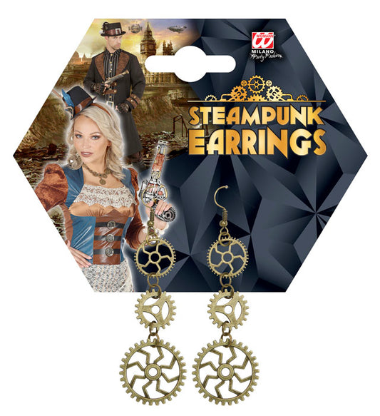 Paar Steampunk Ohringe mit Zahnrad- und Vintage-Design für Fasnacht